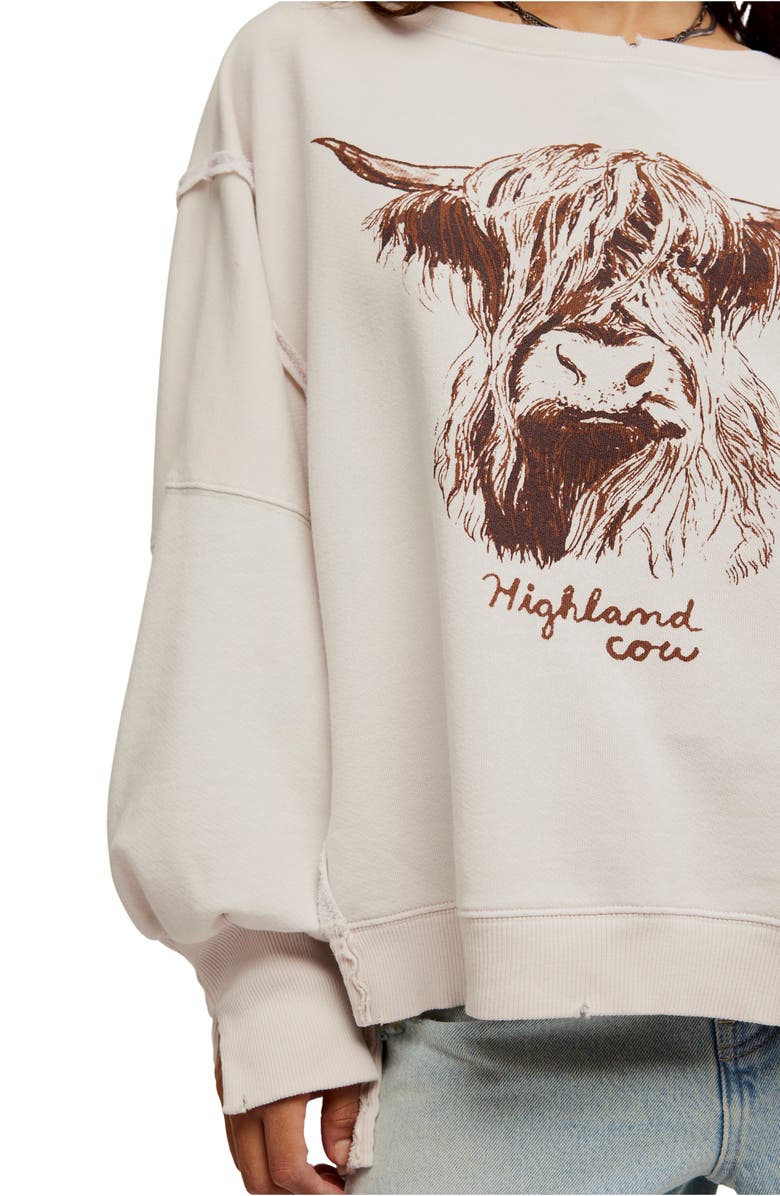 Free People Camden Oversize Graphic Sweatshirt, Alternate, color, Highland Cow Combo