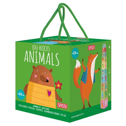 Sassi Edublocks Animals 10 Stacking Cubes & Booklet in Multicolored  product