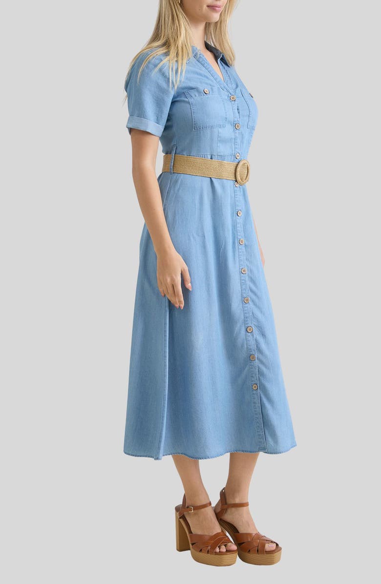 AUGUST SKY Chambray Midi Shirtdress, Alternate, color, Chambray