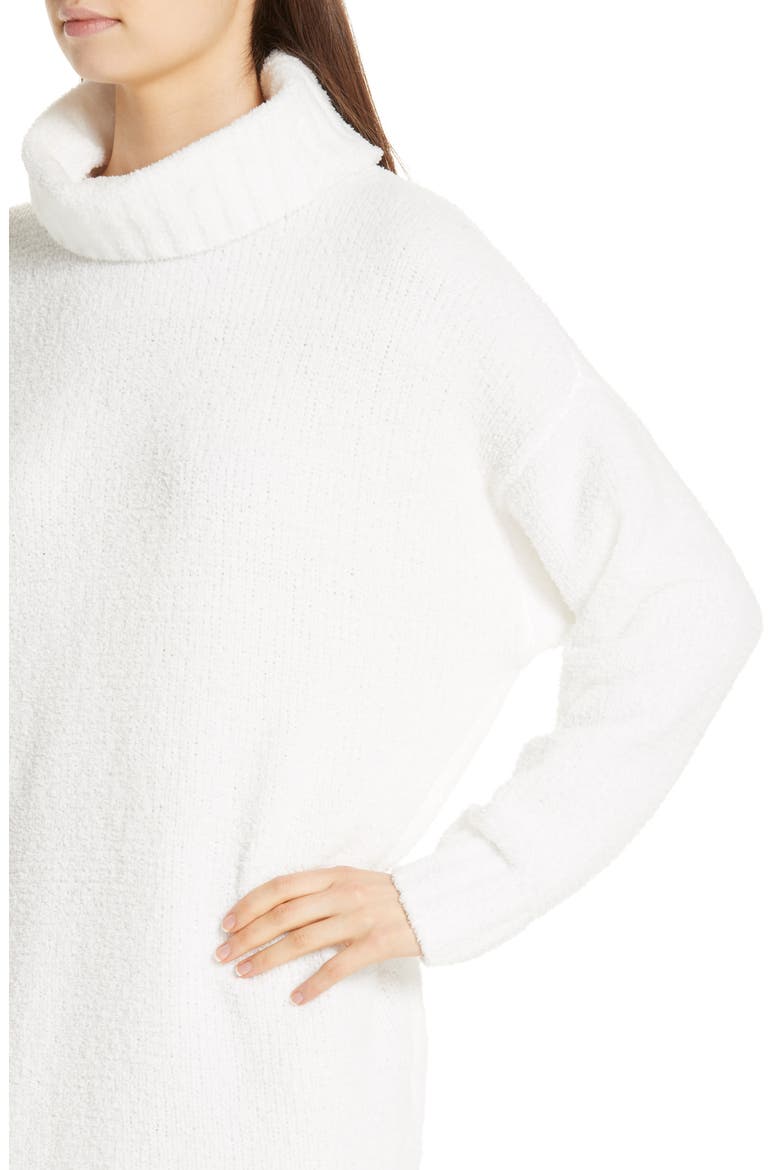 Chenille Turtleneck Sweater Dress, Alternate, color, CHALK