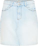 ICHI Ruffle Pocket Denim Miniskirt