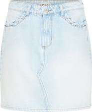 ICHI Ruffle Pocket Denim Miniskirt
