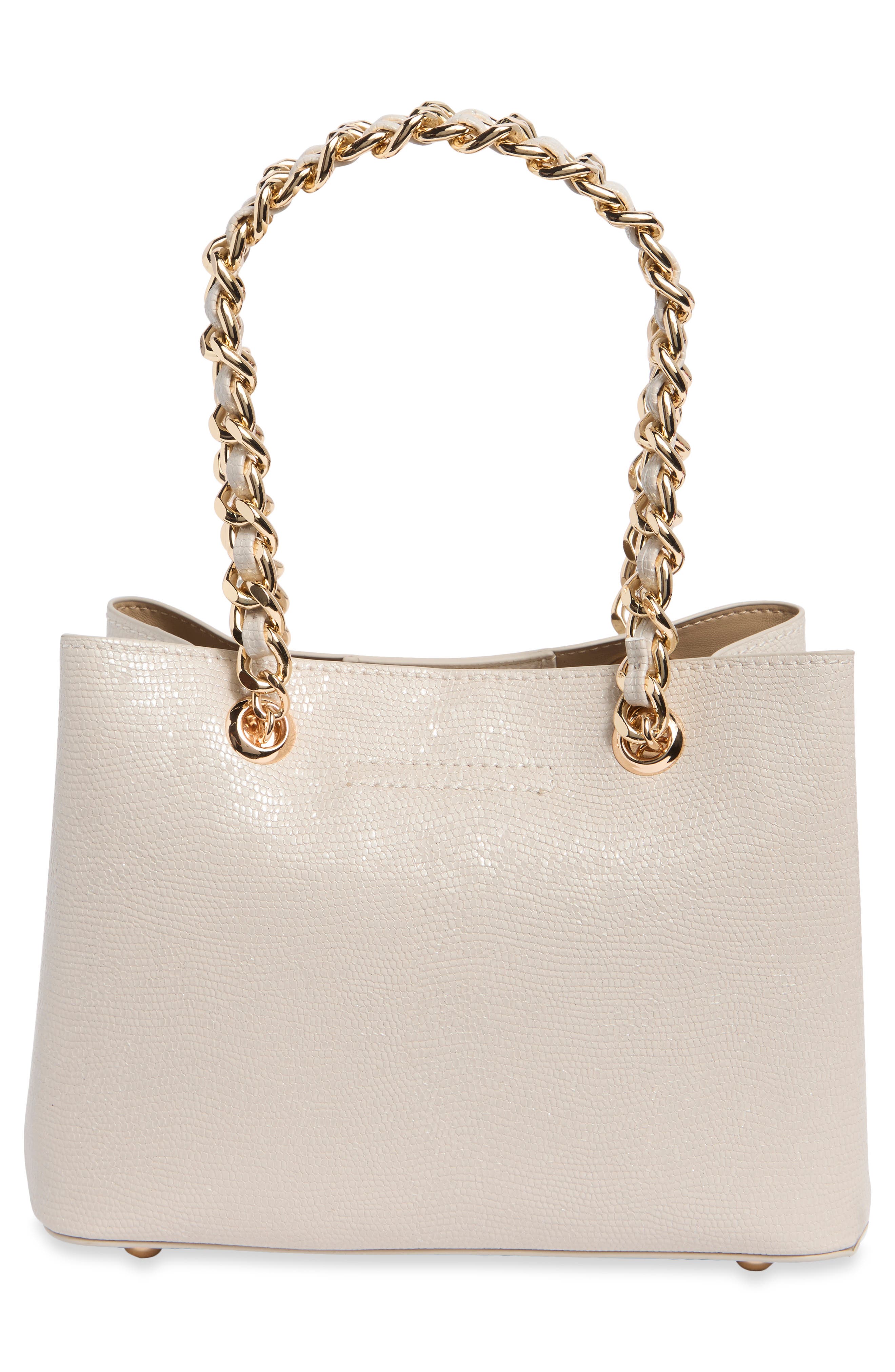Dinidiemz Lizard Embossed Faux Leather Tote, Alternate, color, ECRU