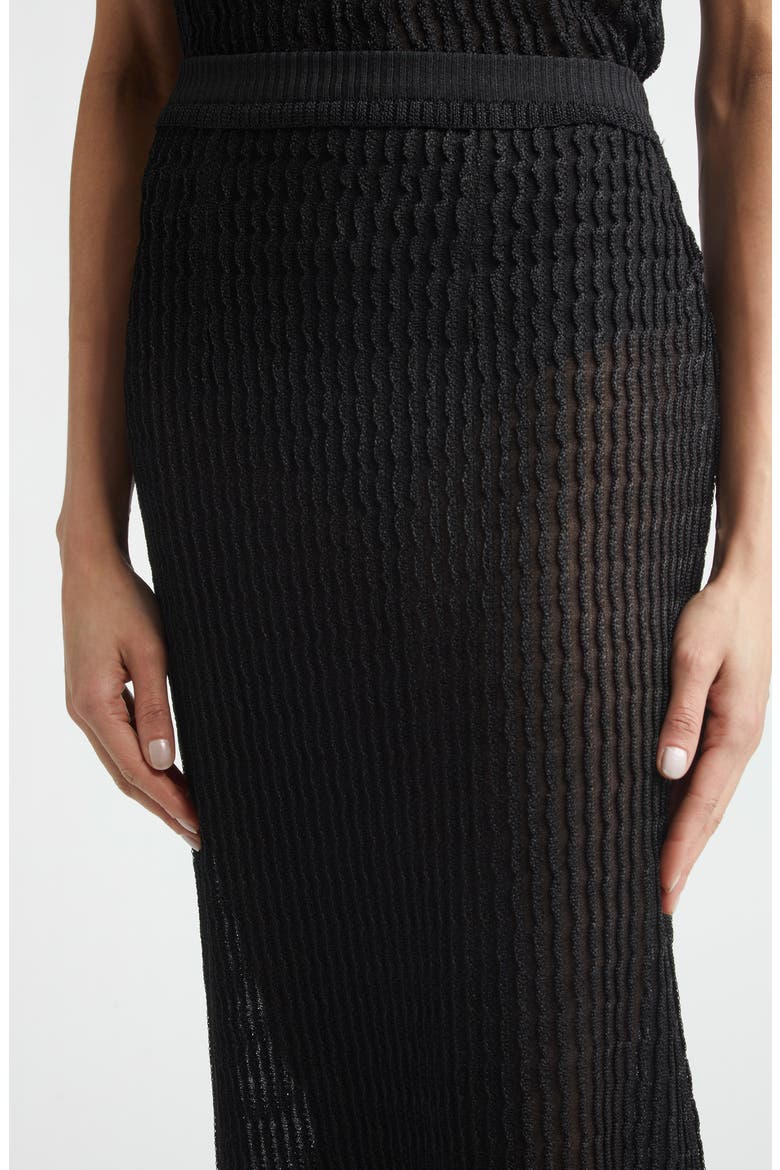 Textured Rib Mesh Midi Skirt, Alternate, color, BLACK