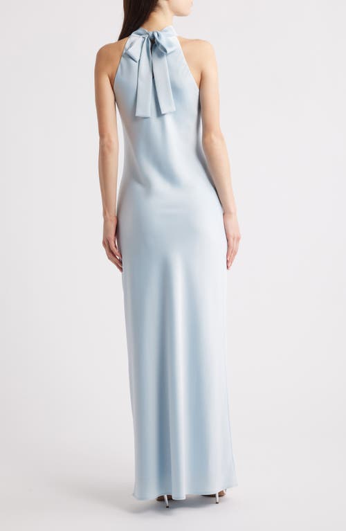 Shop Wayf Violetta Matte Satin Gown In Baby Blue