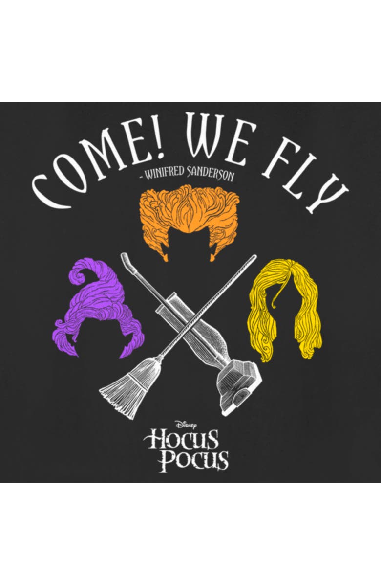 Hocus Pocus Women's Hocus Pocus Come We Fly  Graphic T-Shirt, Alternate, color, Black
