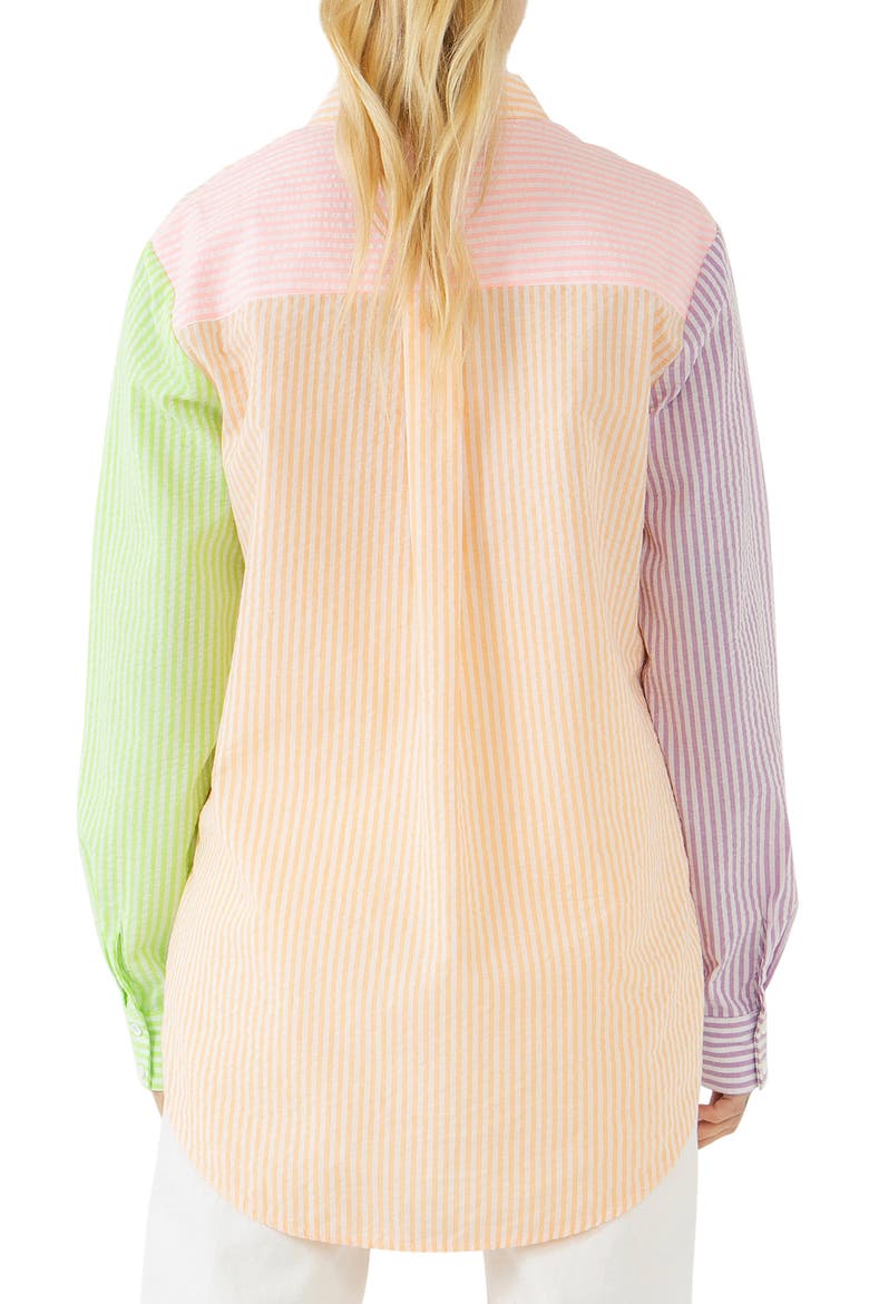 Stripe Colorblock Button-Up Shirt, Alternate, color, MULTI
