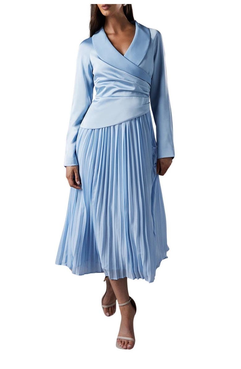 Coast Tailored Pleat Skirt Midi Dress, Alternate, color, Blue