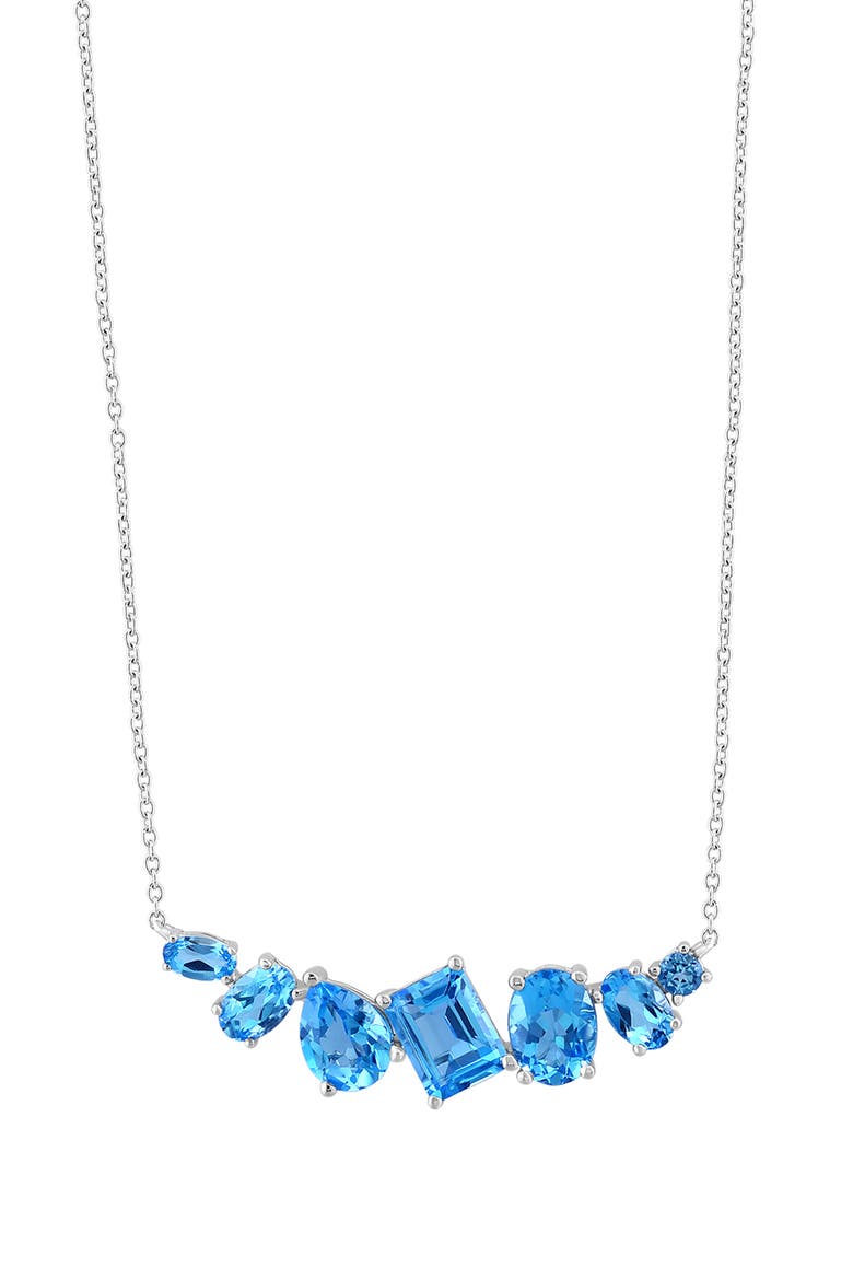 14K White Gold ,Blue Topaz Necklace, Main, color, Hematite and FW Blush Pearl