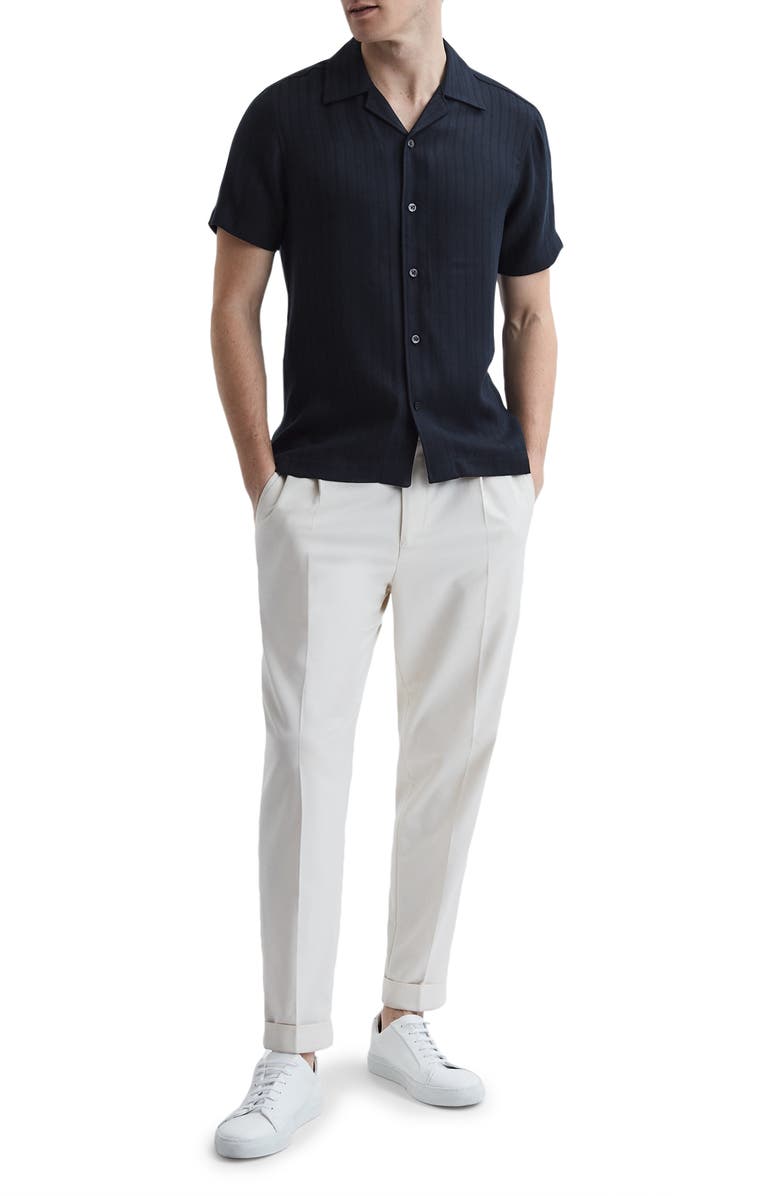 Reiss Vitus Textured Short Sleeve Button-Up Camp Shirt, Alternate, color, 