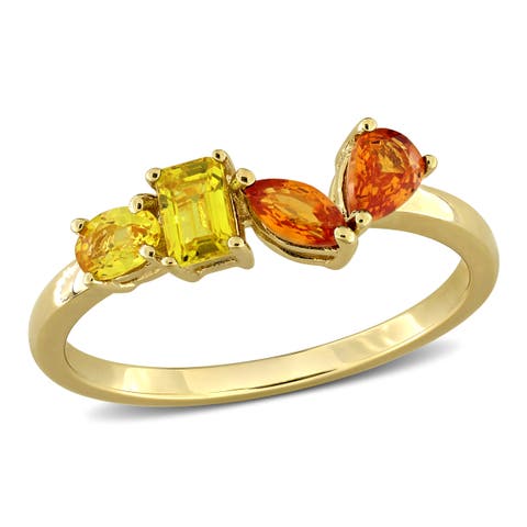 Orange & Yellow Sapphire Four-Stone Ring