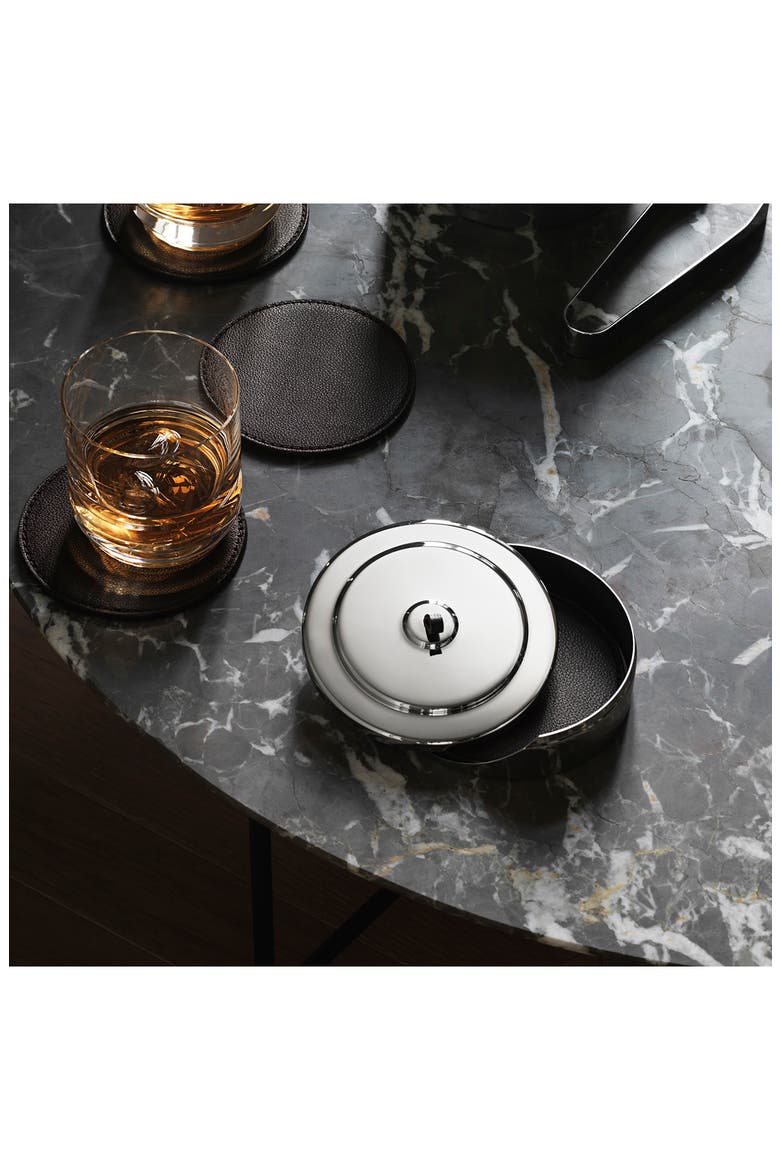 Manhattan Leather Coaster & Case Set, Alternate, color, SILVER