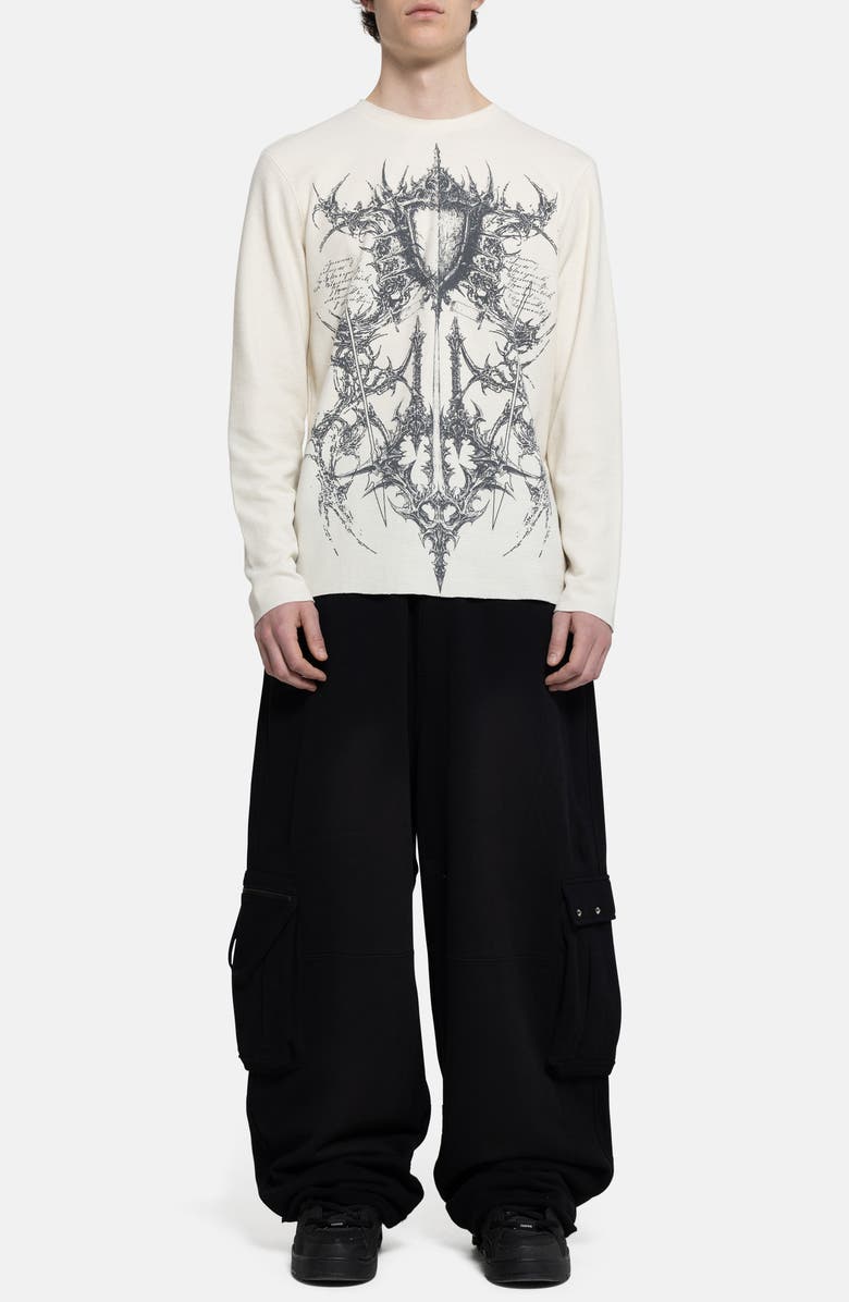 JADED LONDON Kasper Digital Print Long Sleeve Thermal T-Shirt, Alternate, color, Cream