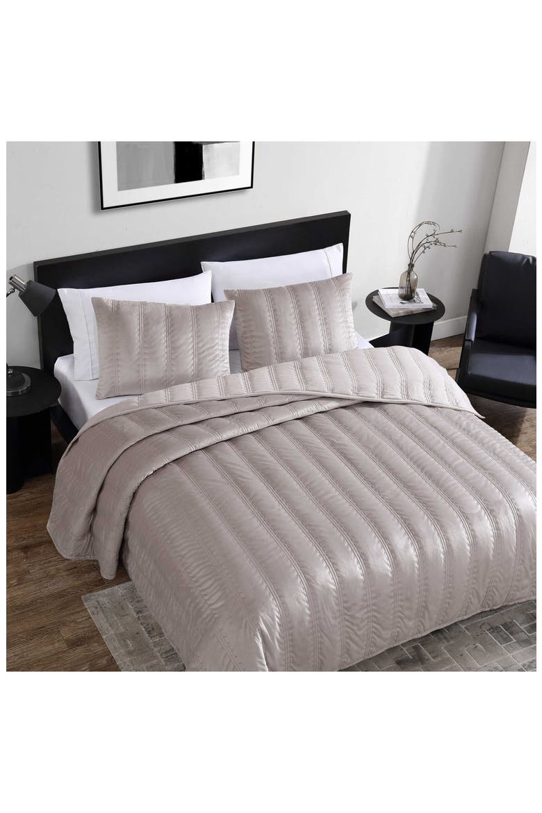 Velvet Linear Stitch Quilt Set, Alternate, color, FRENCH CLAY