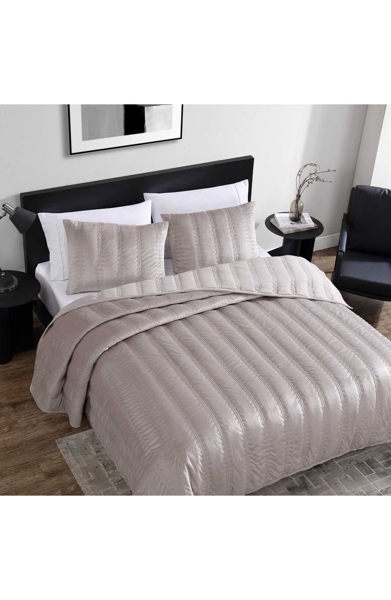 Vera Wang Velvet Linear Stitch Quilt Set, Alternate, color, French Clay