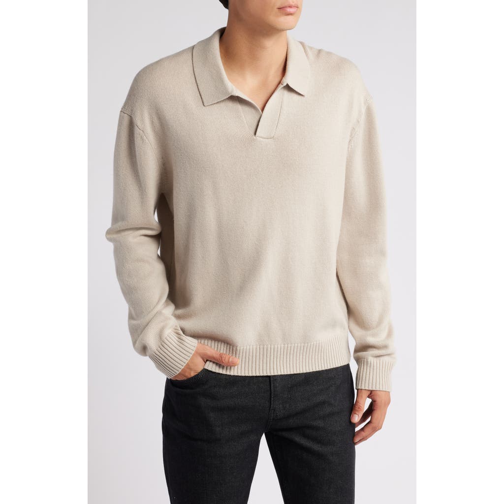 Frame Wool & Silk Johnny Collar Sweater In Gray