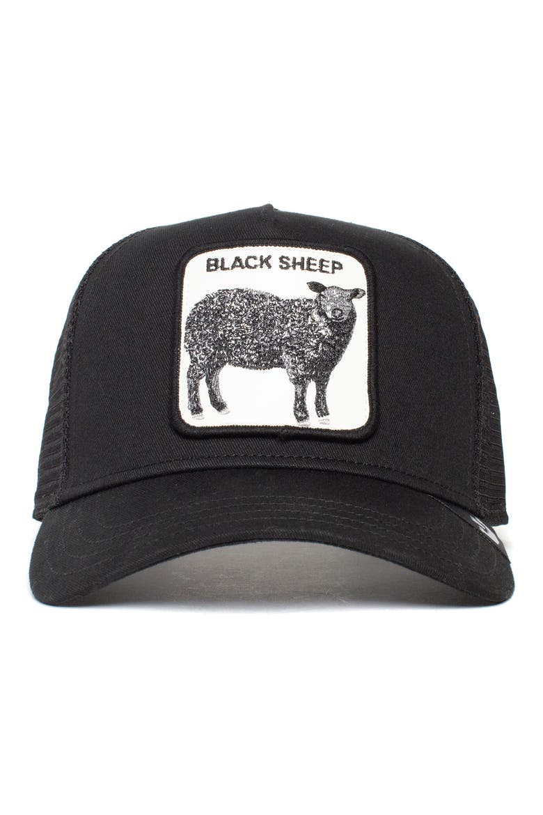 The Black Sheep Patch Trucker Hat, Alternate, color, BLACK