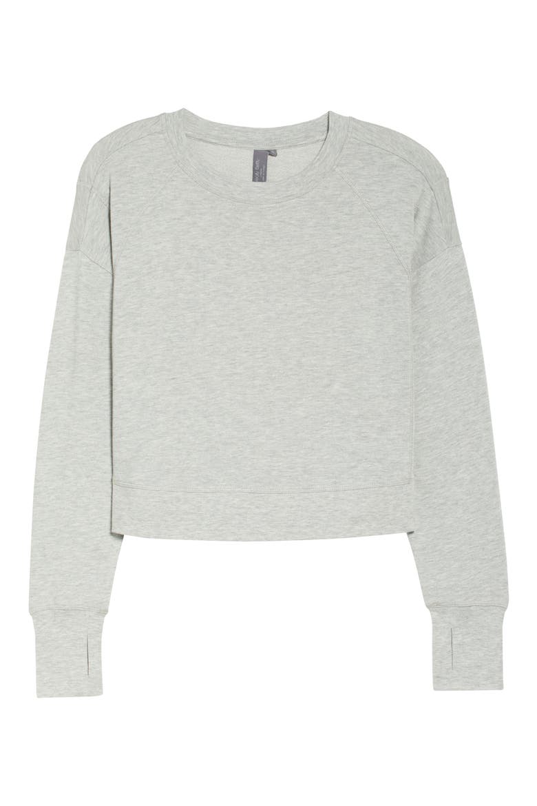 After Class Cotton Blend Crop Sweatshirt, Alternate, color, LIGHT GREY MARL