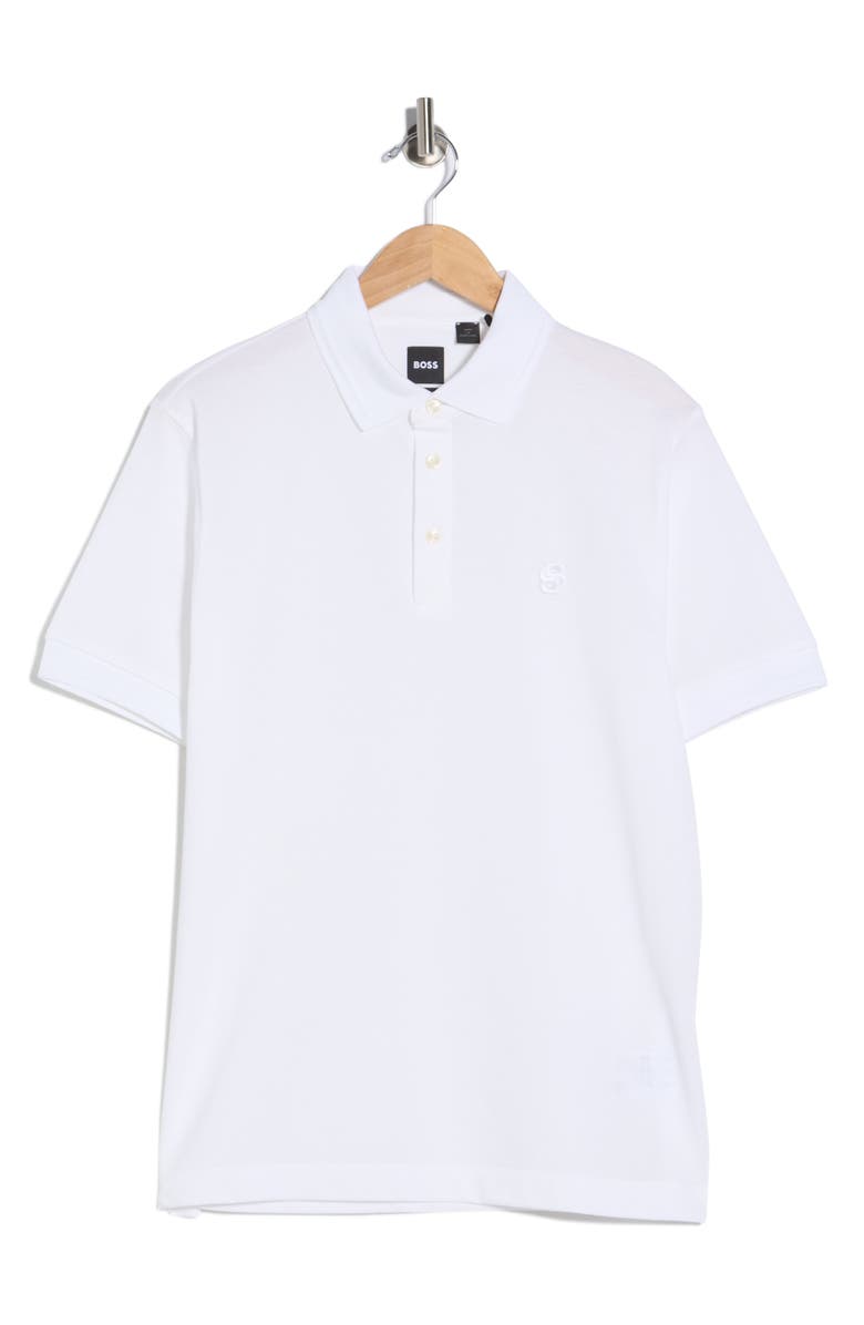 BOSS Parris Cotton Knit Polo, Main, color, White
