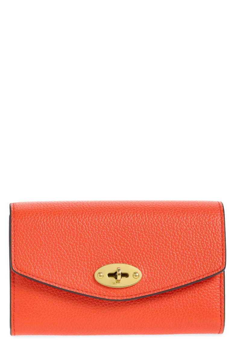 Medium Darley Leather Wallet, Main, color, CORAL ORANGE