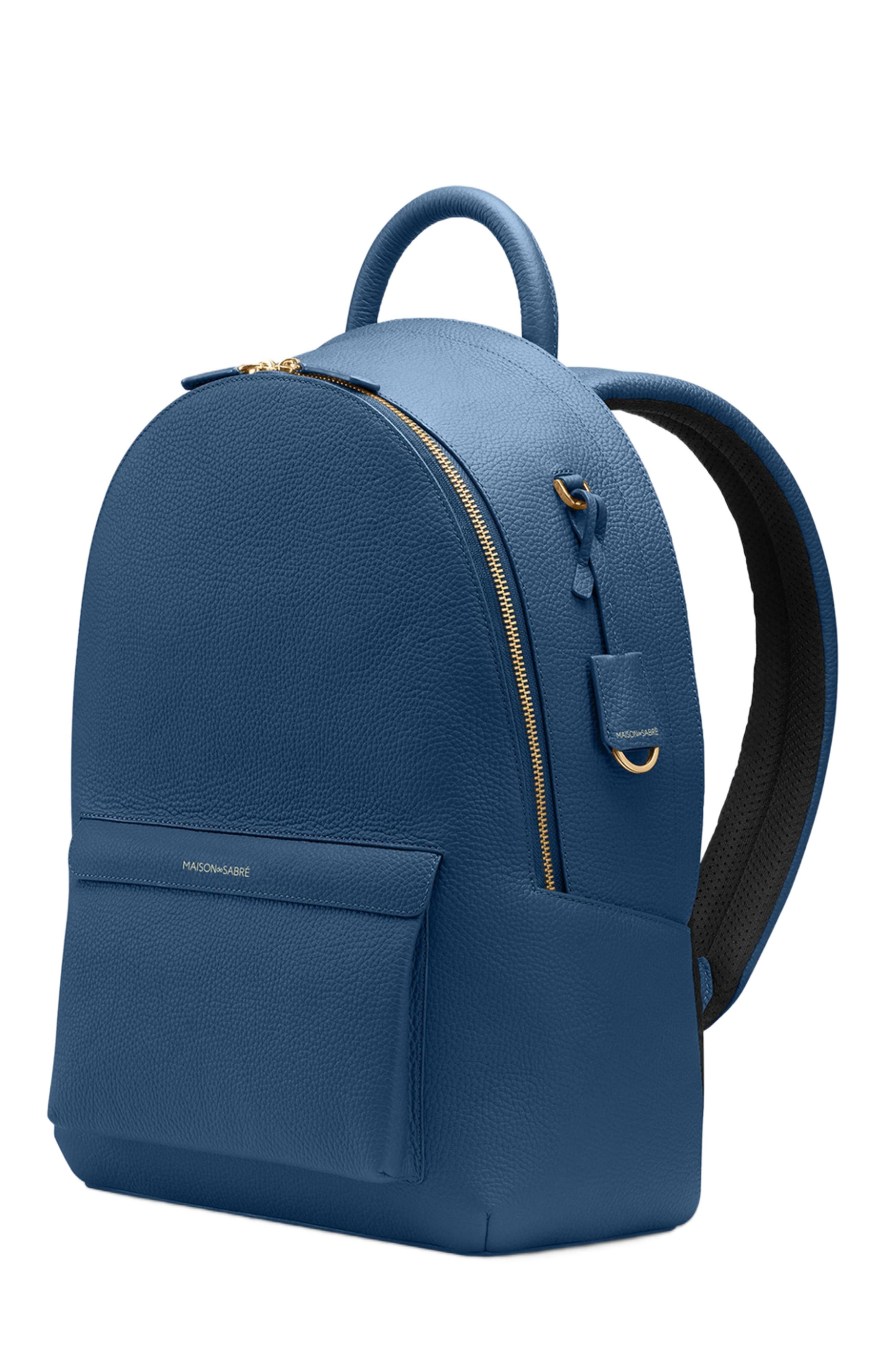 Leather Backpack, Alternate, color, Pacific Blue
