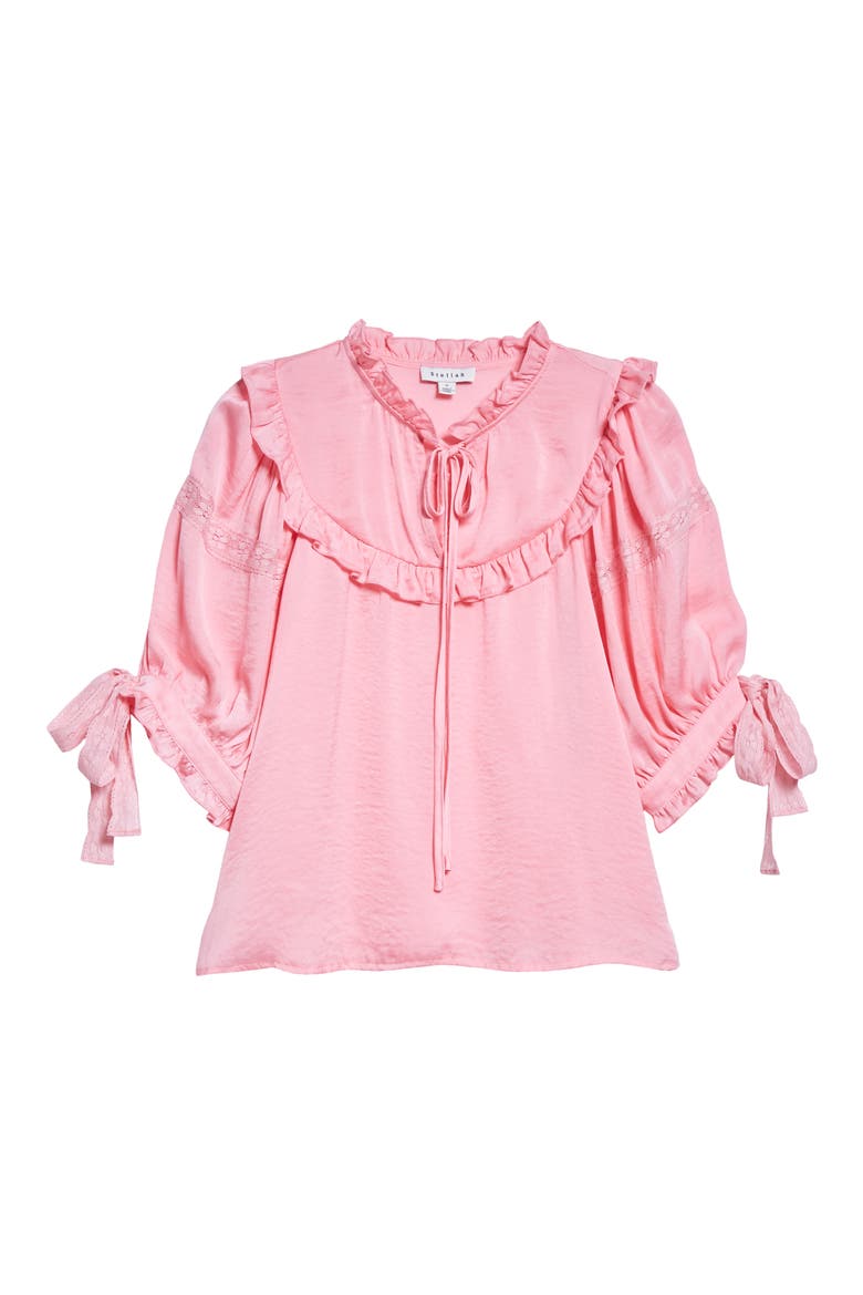 Ruffle Trim Blouse, Alternate, color, PINK