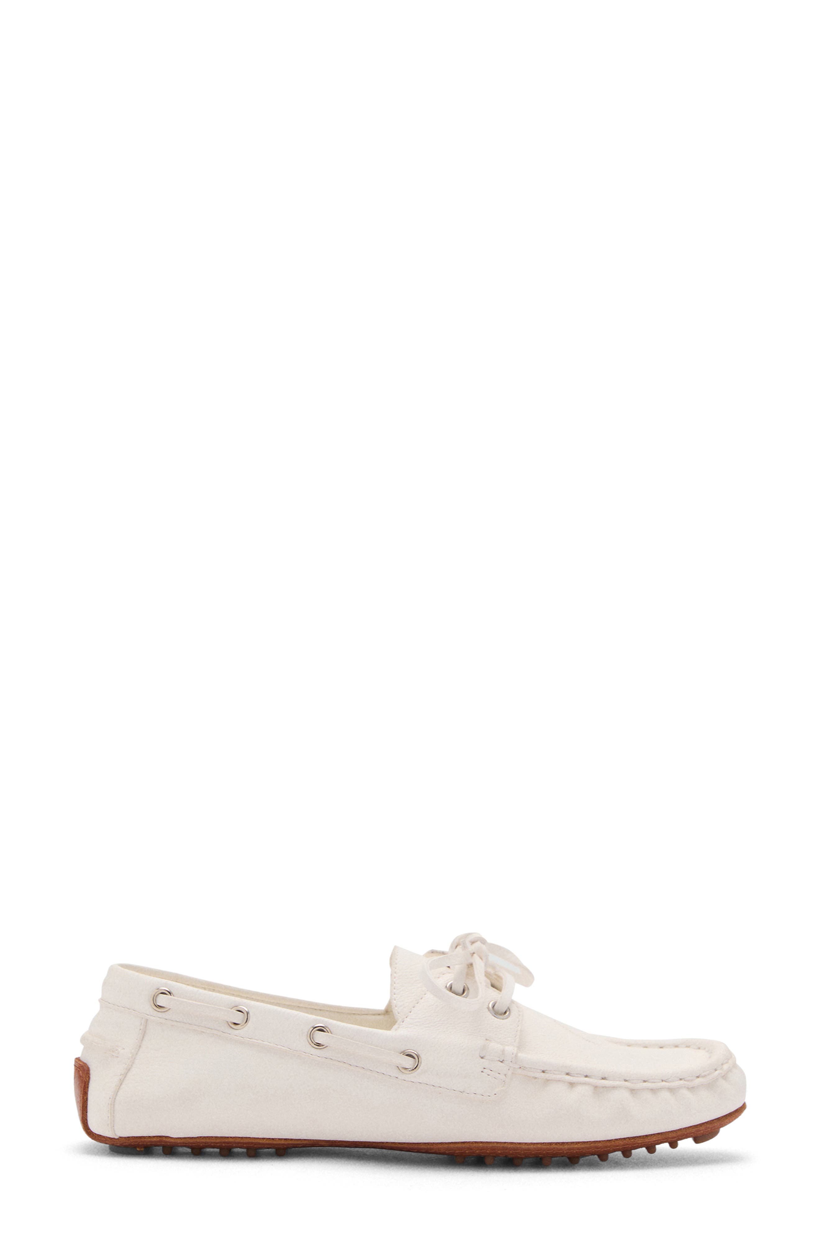 MANGO Lace-Up Leather Boat Shoe, Alternate, color, White