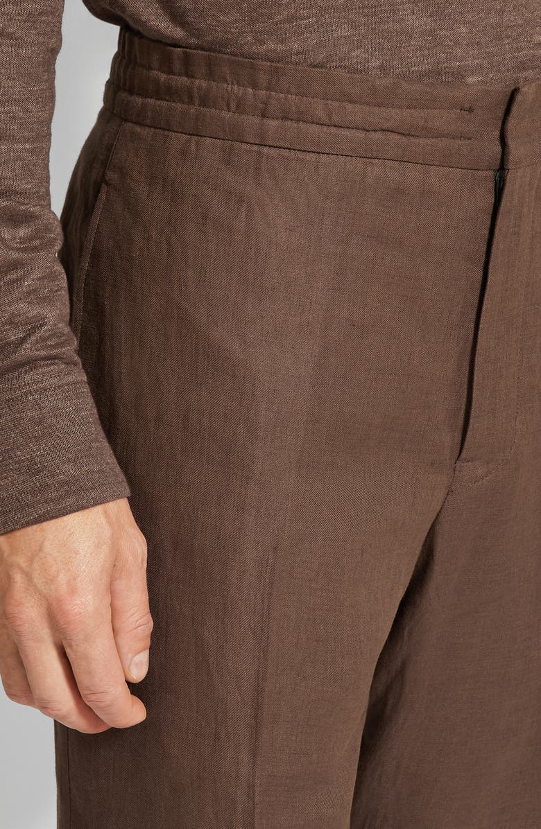 ZEGNA Oasi Linen Drawstring Trousers, Alternate, color, Ferruggine