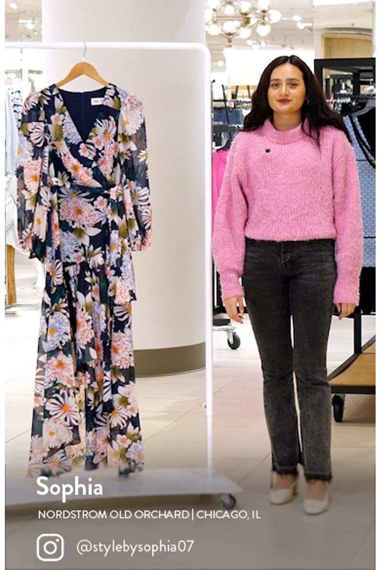 Floral Long Sleeve High-Low Faux Wrap Dress video