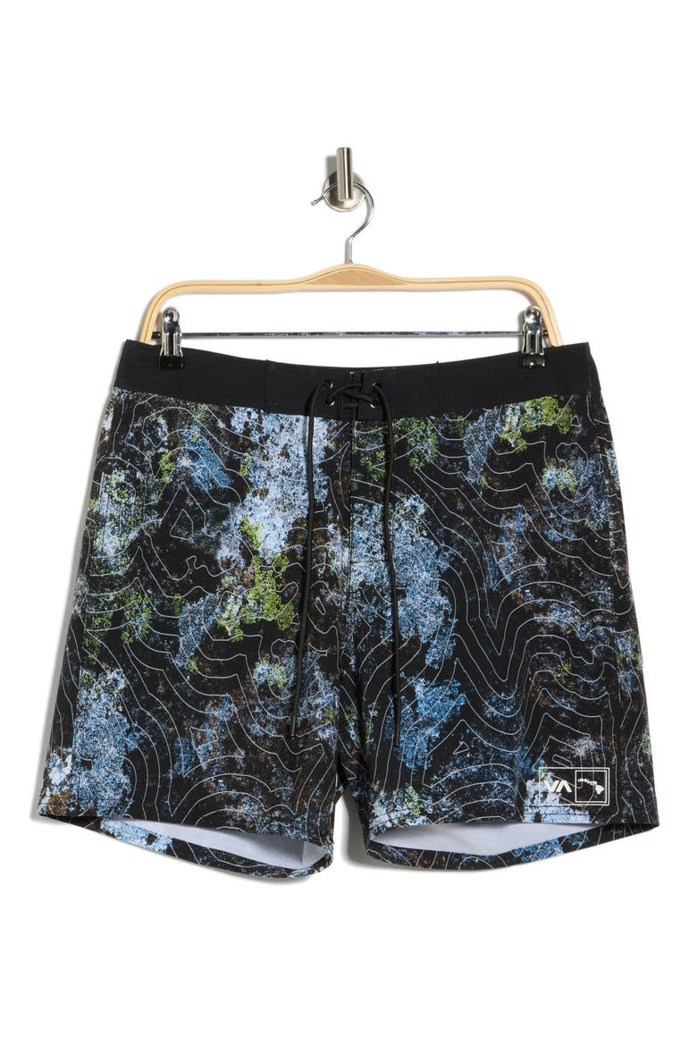 Hawaii Topo 17 Swim Trunks, Alternate, color, BLACK