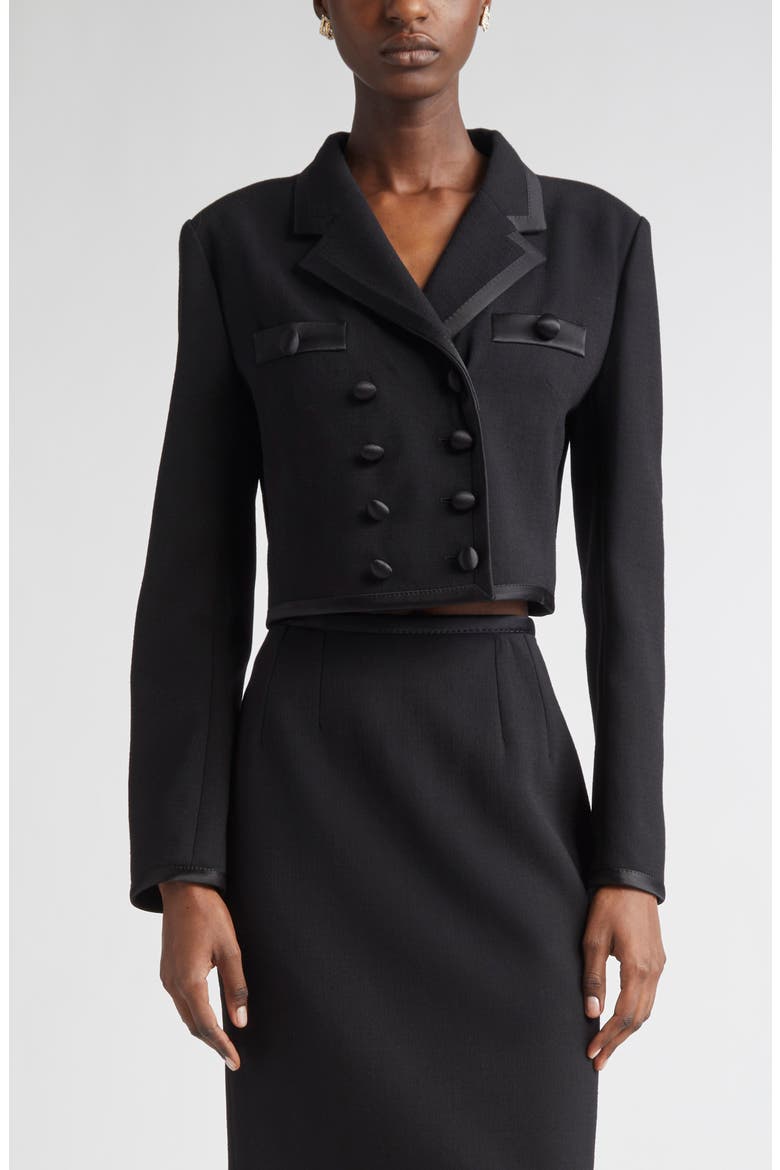 Double Breasted Crop Jacket, Main, color, N0000 NERO