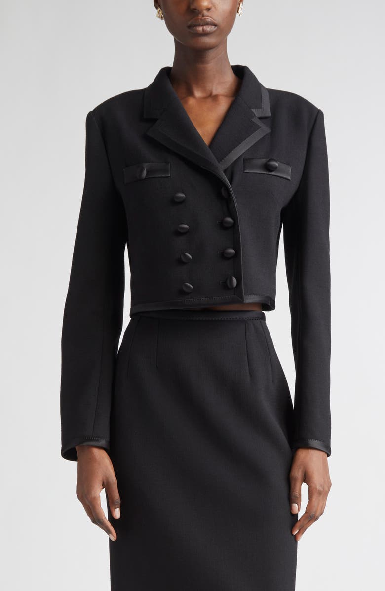 Dolce&Gabbana Double Breasted Crop Jacket, Main, color, N0000 Nero