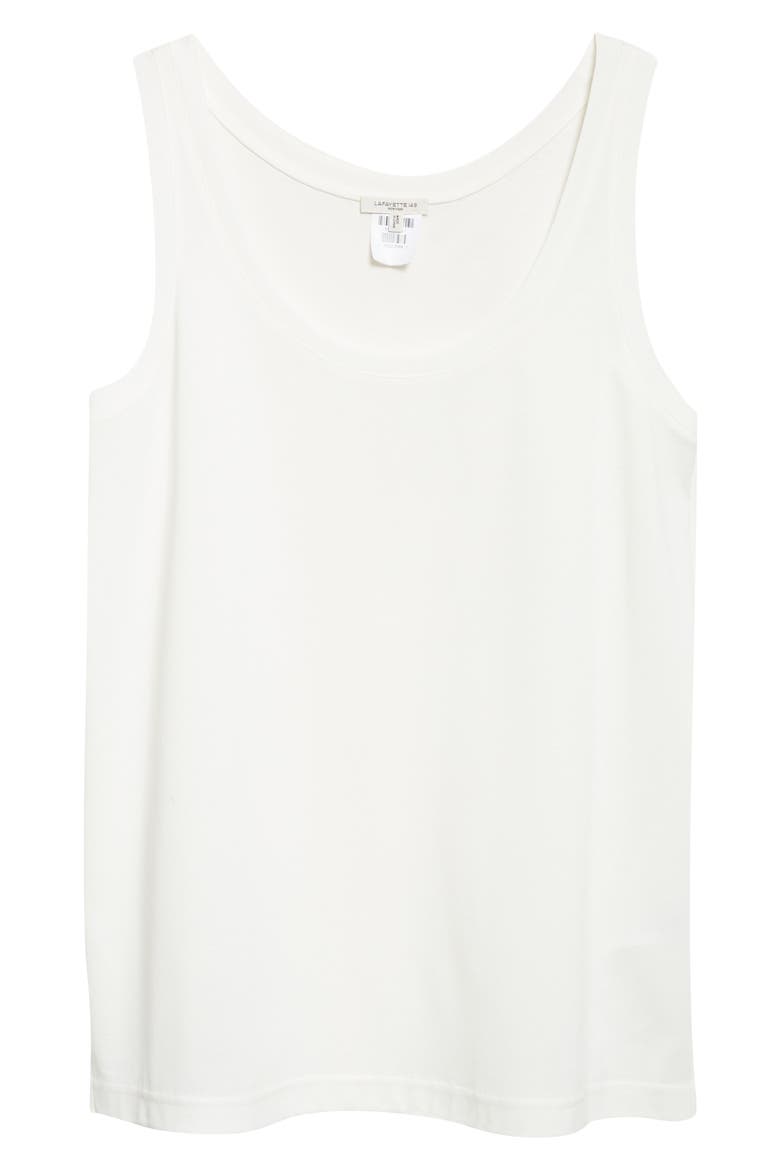 Scoop Neck Cotton & Silk Jersey Tank, Alternate, color, WHITE