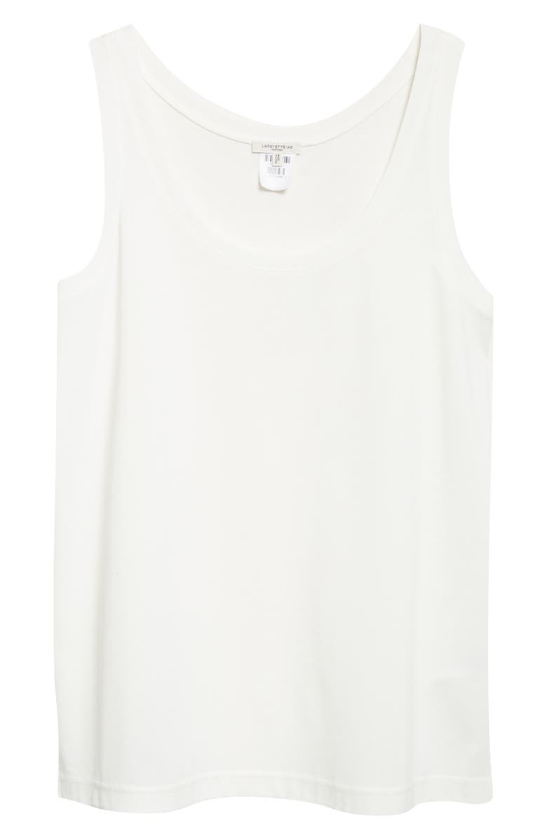 Lafayette 148 New York Scoop Neck Cotton & Silk Jersey Tank, Alternate, color, White