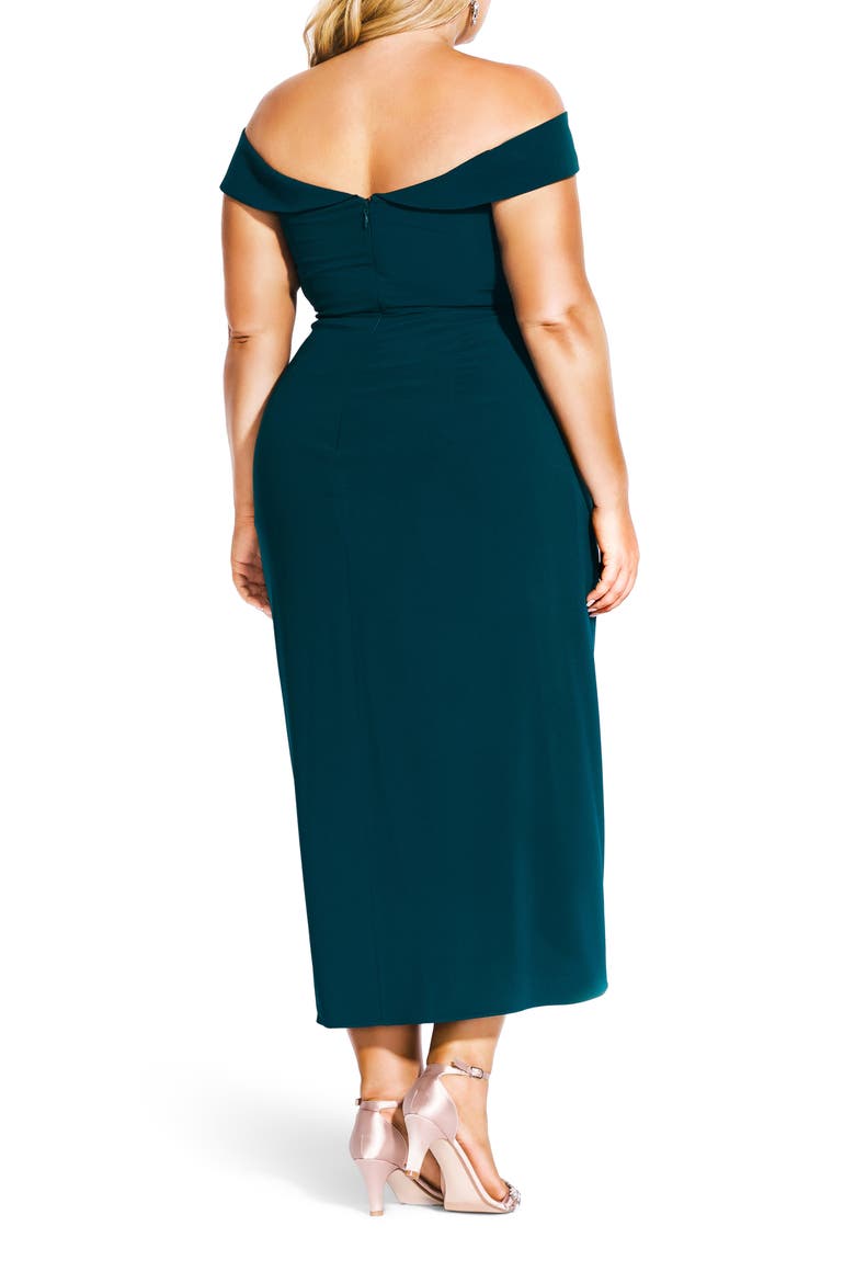 Rippled Love Off the Shoulder Sheath Dress, Alternate, color, EMERALD