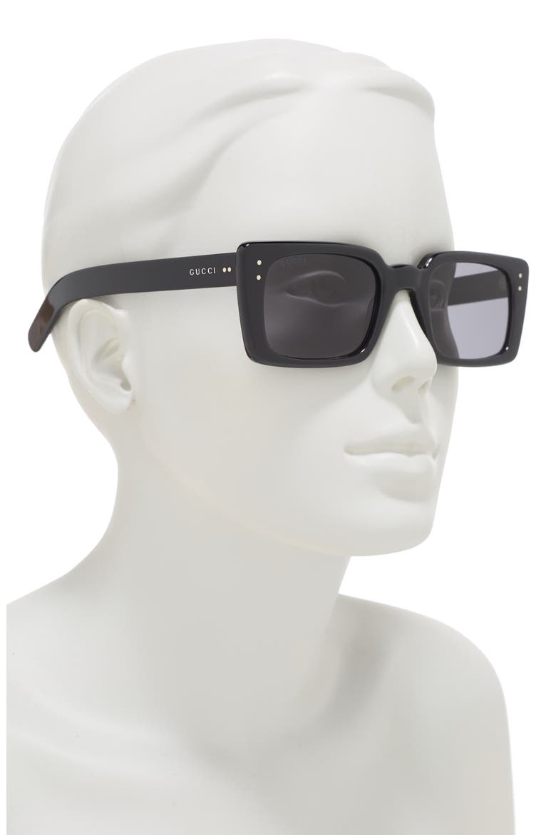 52mm Rectangle Sunglasses, Alternate, color, BLACK BLACK GREY