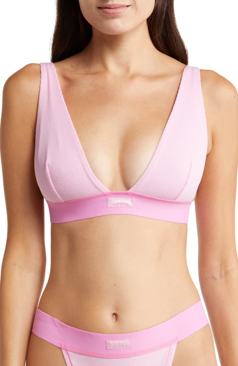 Stretch Cotton Rib Plunge Bralette (Regular & Plus)