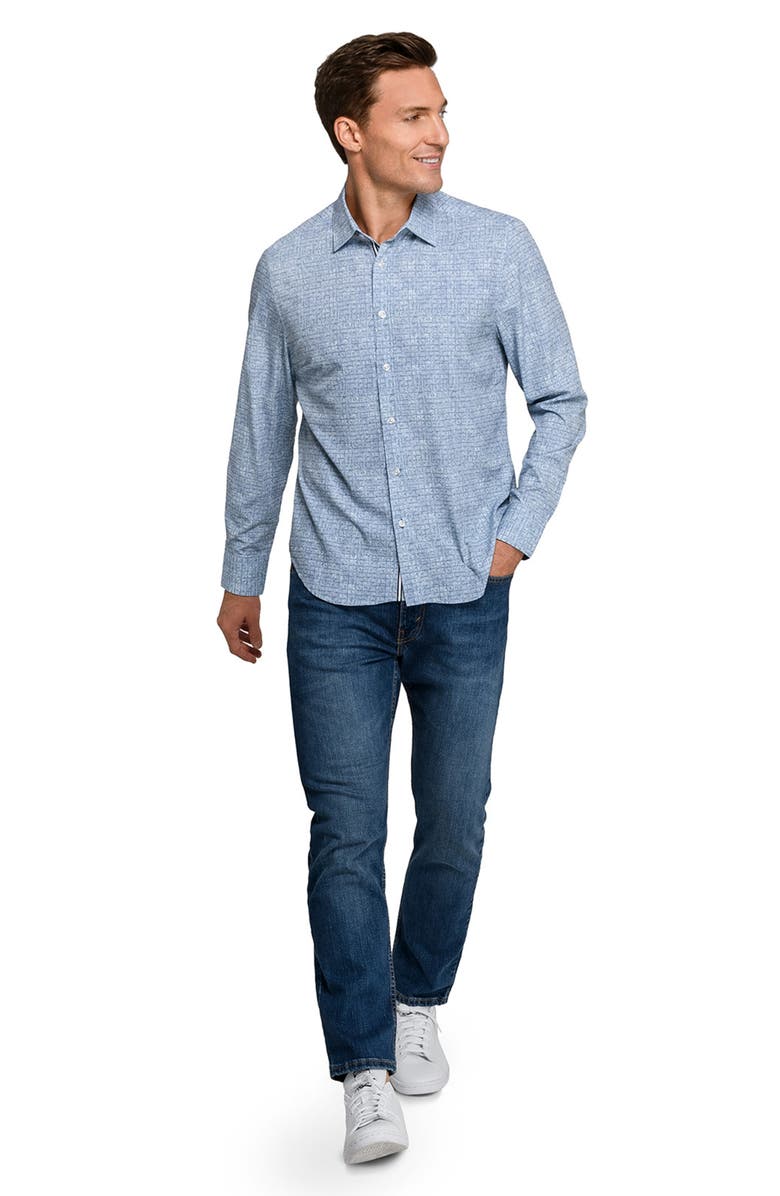 Brooklyn Brigade Diagonal Squares Print Woven Long Sleeve Basic, Alternate, color, Blue Depths