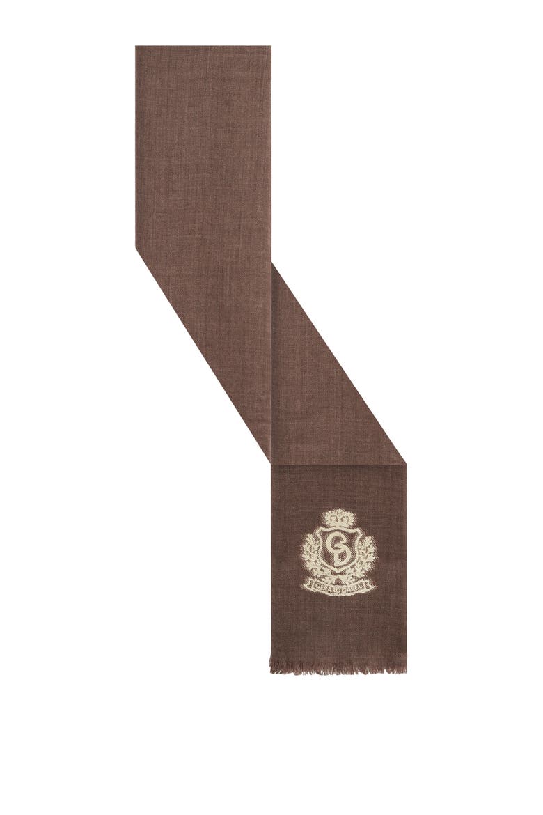 Suzane Emblem Detail Scarf, Alternate, color, Cigar