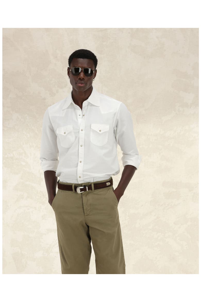 Tex Texan Oxford Cotton Shirt, Alternate, color, OFF WHITE