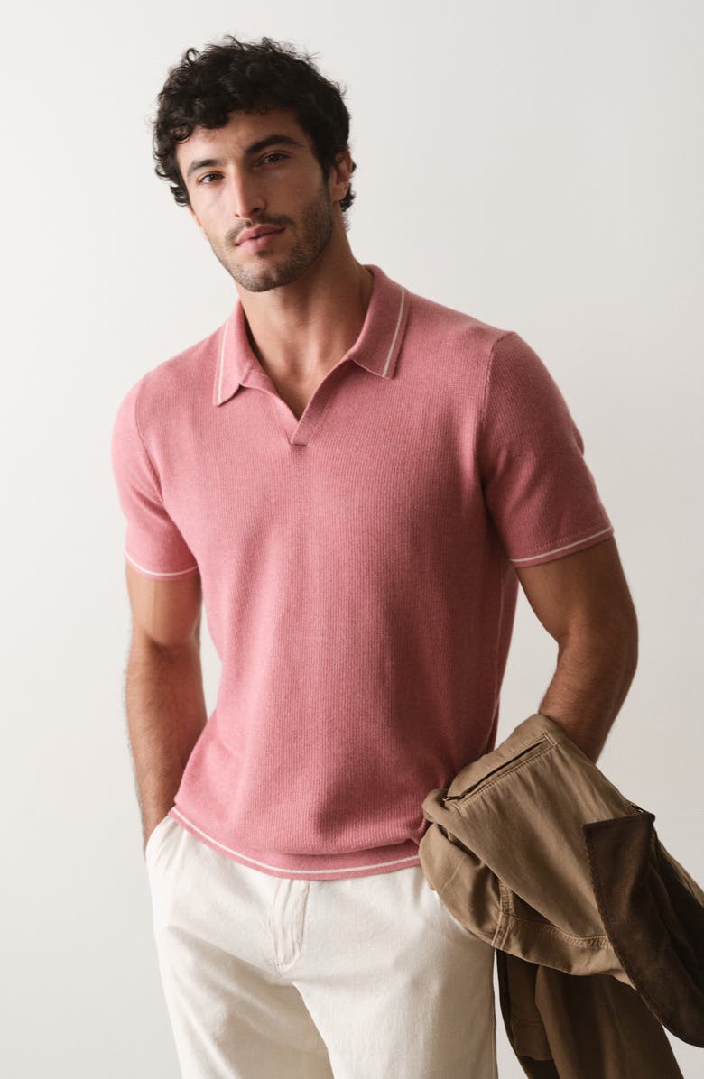 Marine Layer Liam Cotton Blend Sweater Polo, Alternate, color, Withered Rose