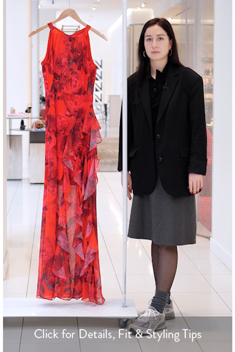 Red Rose & Metallic Stripe Sleeveless Gown video