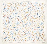 Burberry Feather Print Silk Scarf