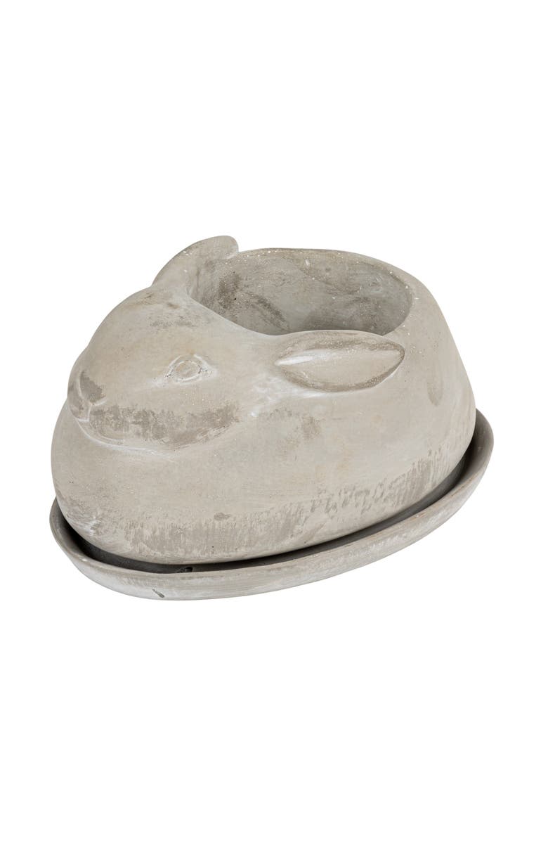 Storied Home Cement Rabbit Planter with Saucer Set, Grey, Main, color, Grey