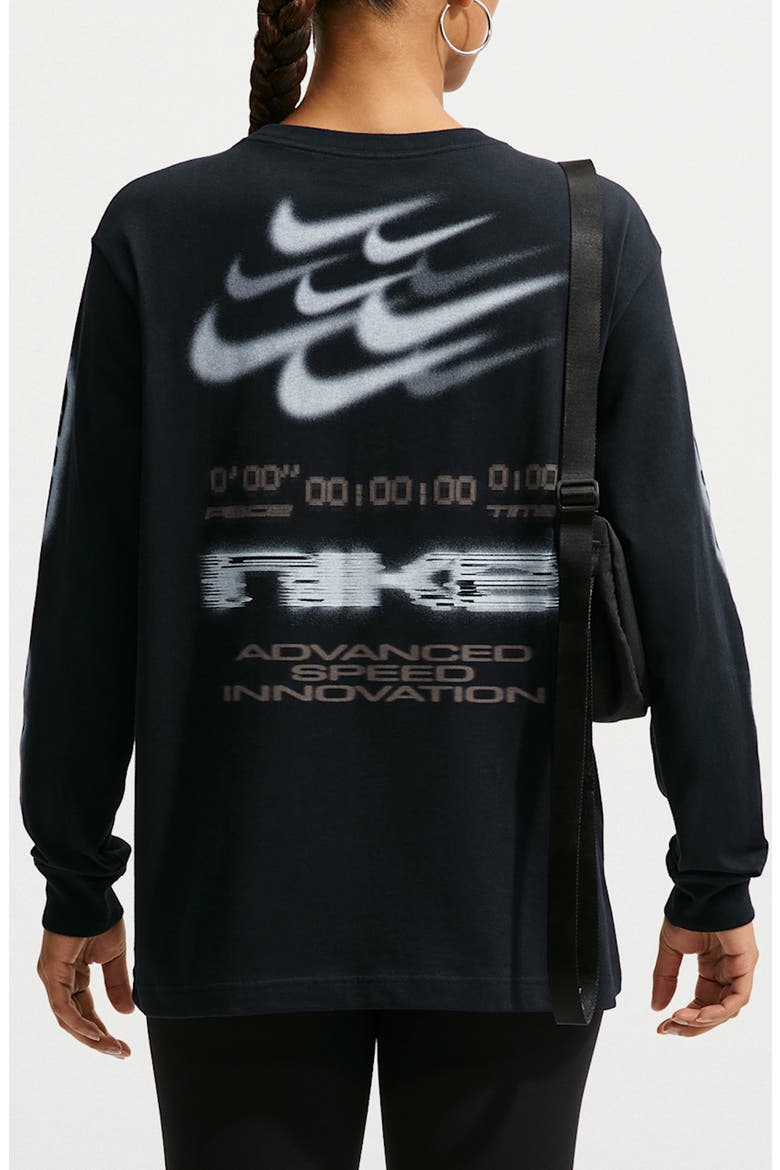 Sportswear Airbrushed Graphic Long Sleeve T-Shirt, Alternate, color, BLACK