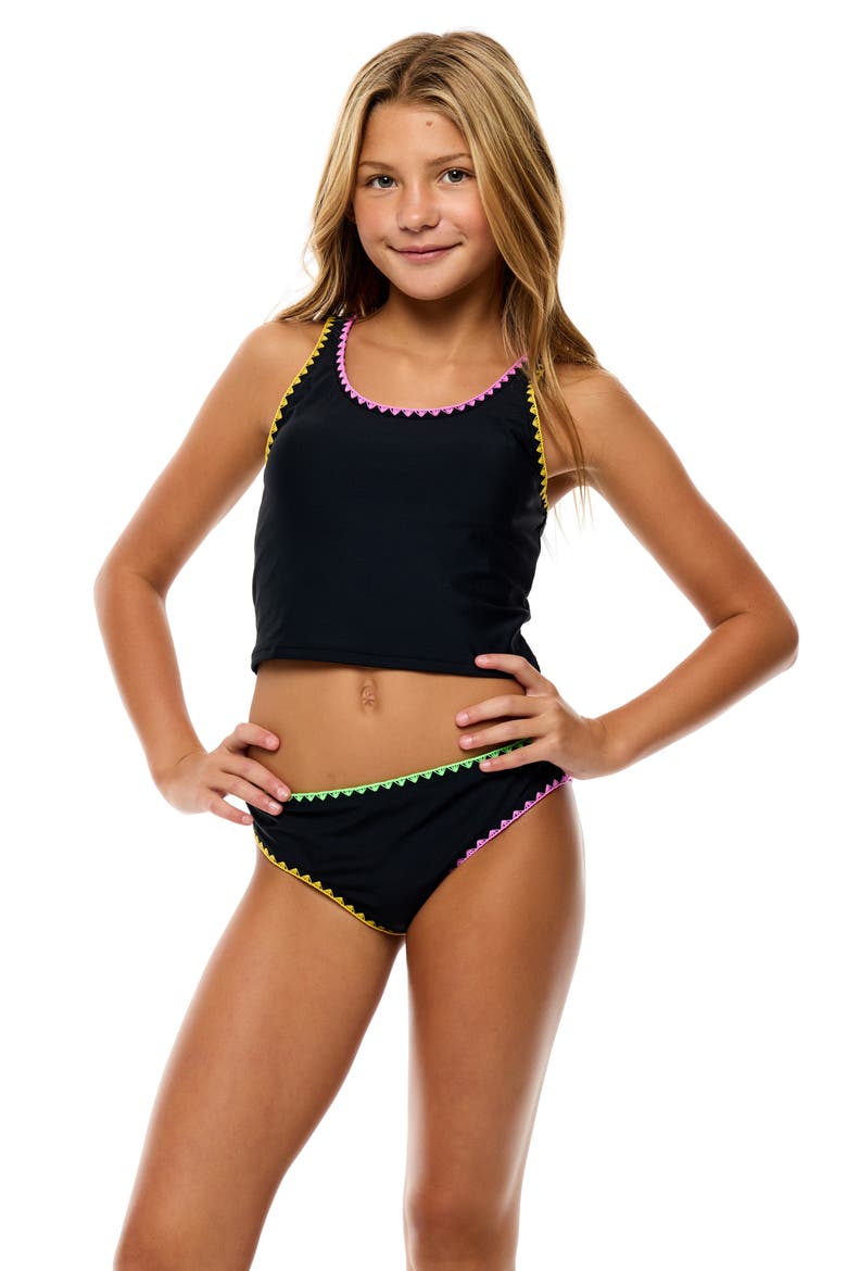 Kids' Whipstitch Two-Piece Swimsuit, Alternate, color, BLACK