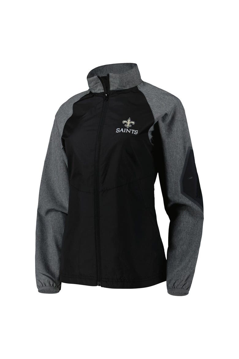 Women's Dunbrooke Black/Gray New Orleans Saints Hurricane Raglan Full-Zip Windbreaker, Alternate, color, Black