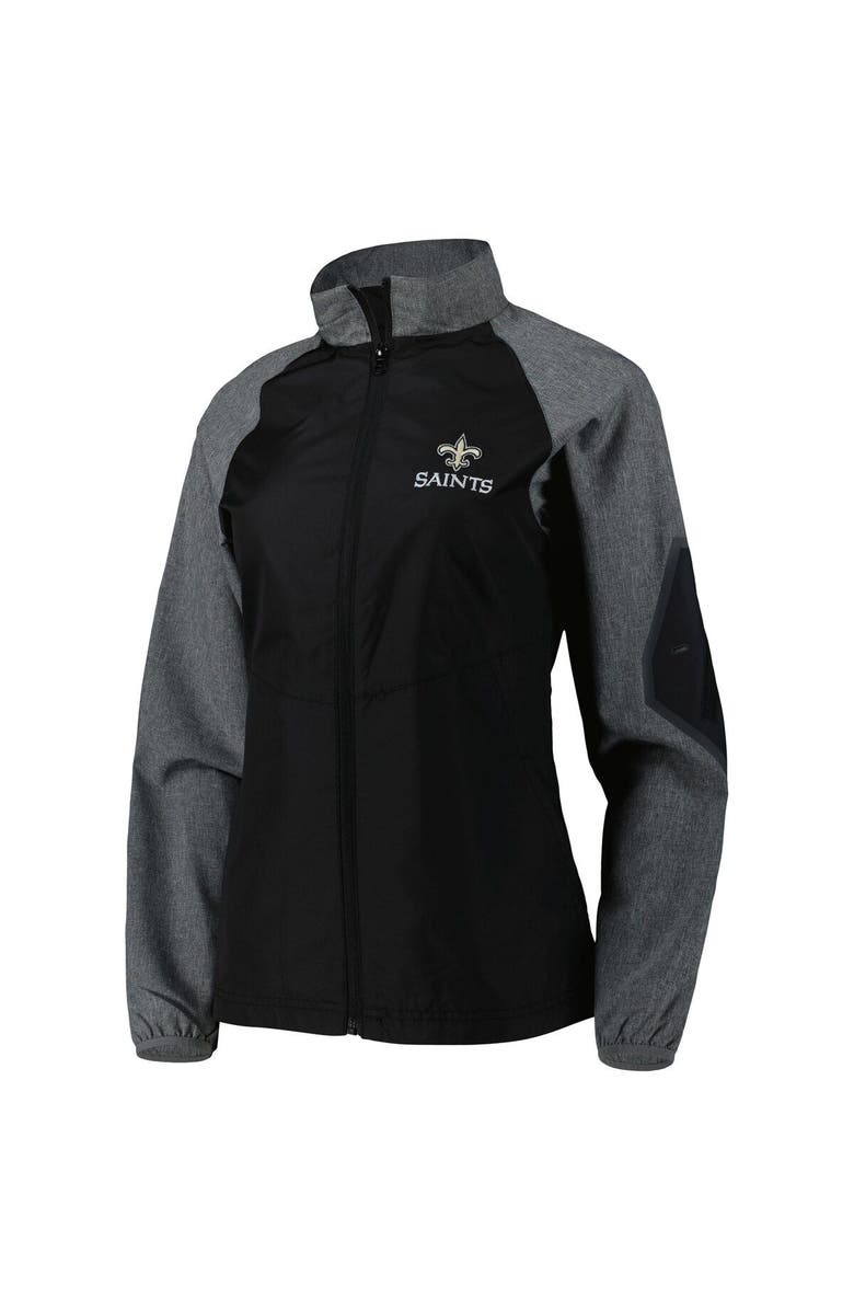 DUNBROOKE Women's Dunbrooke Black/Gray New Orleans Saints Hurricane Raglan Full-Zip Windbreaker, Alternate, color, 