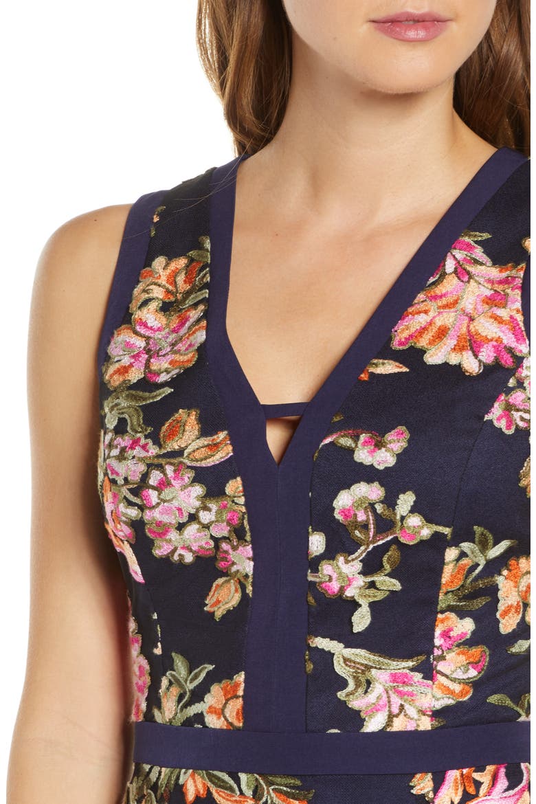 Kaylea Sleeveless Embroidered Minidress, Alternate, color, NAVY MULTI