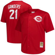 Mitchell & Ness Men's Mitchell & Ness Deion Sanders Red Cincinnati Reds Big & Tall Cooperstown Mesh Batting Practice Jersey